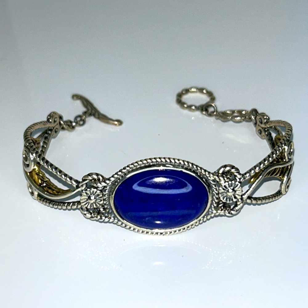NWOT Carolyn Pollack Sterling Silver Brass Genuine Blue Lapis Gemstone Bracelet